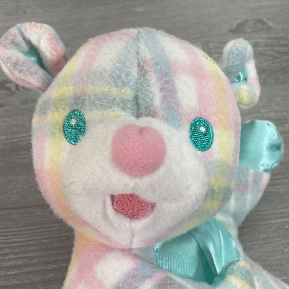 Vintage 1996 Hasbro Playskool Snuzzles Bear Plaid Pastel Vibrating Baby Plush - Picture 6 of 12